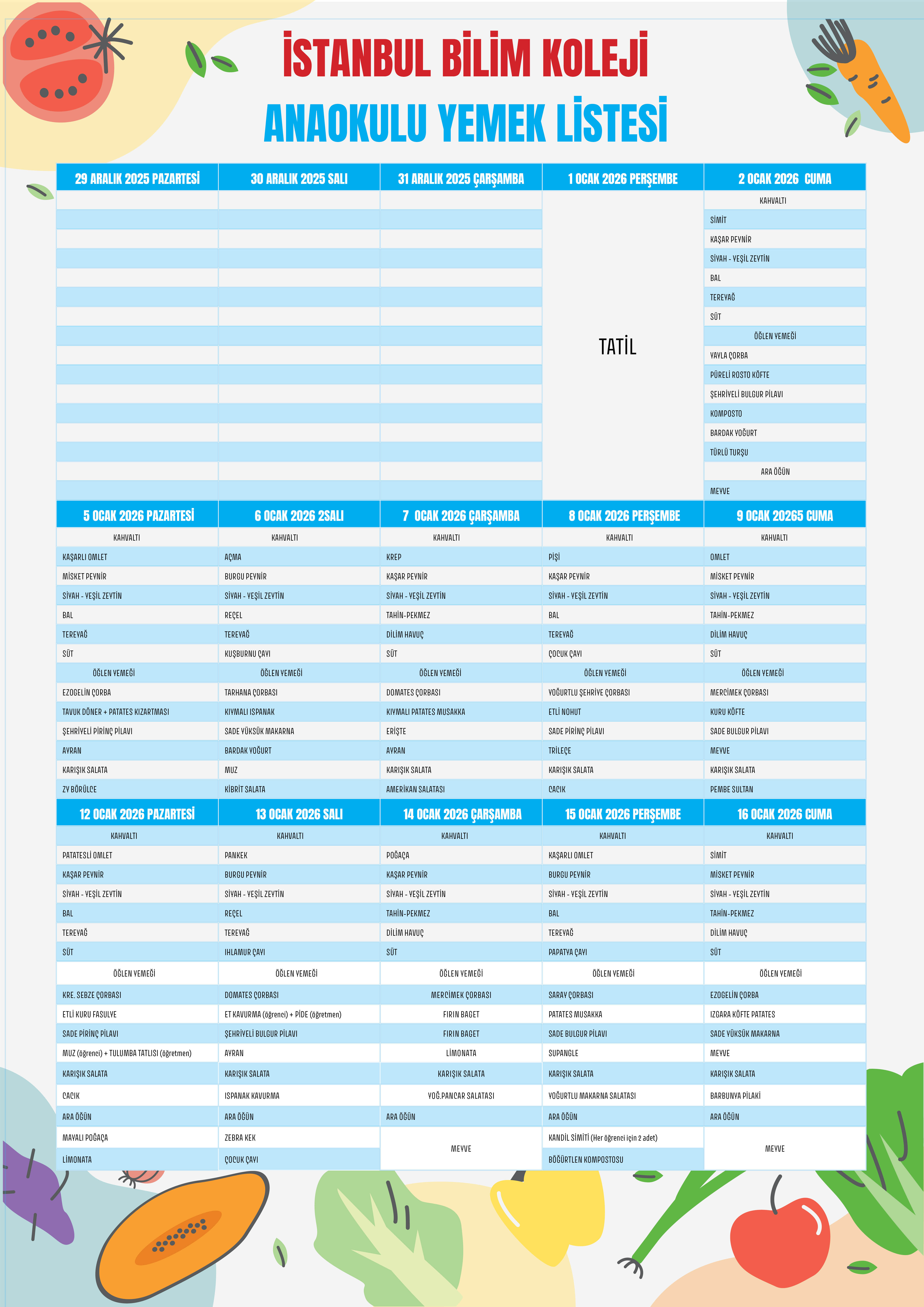 Anaokulu Yemek Listesi copy